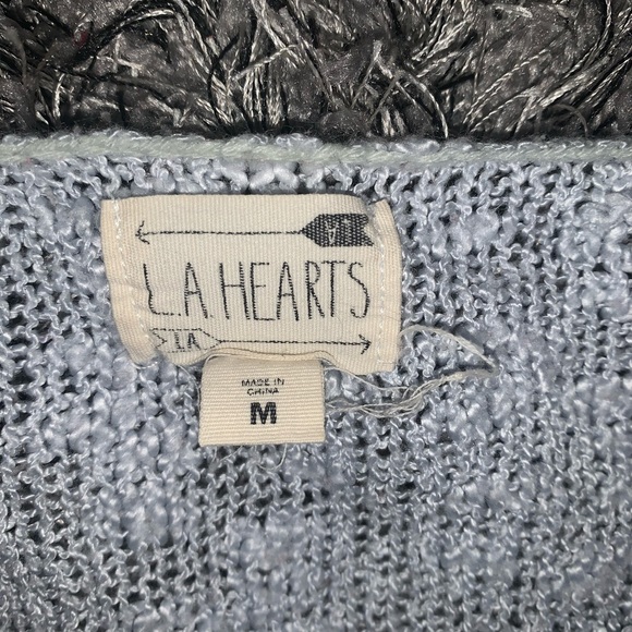 Light blue sweater with lace detailing on bottom - Picture 2 of 2